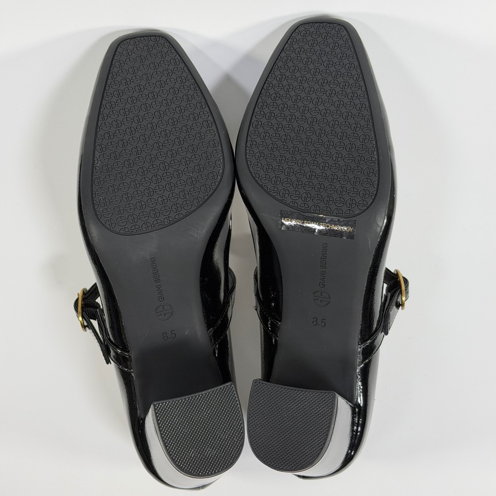 Giani Bernini Size-8.5 M Yerraap Black Patent Mary Jane Block Heel Pumps - Picture 6 of 9